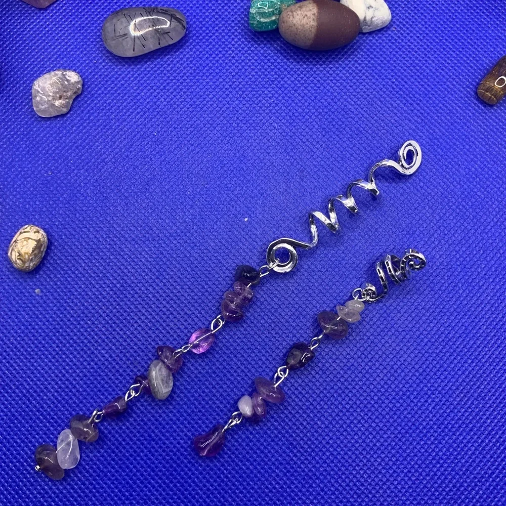 👚 2/$16 Amethyst Hair Cuffs for Braids & Dreadlocks! Unique Hair Jewelry Set!